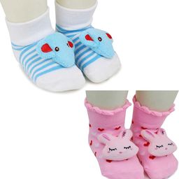 NESKA MODA 6 To 12 Months Infants Pack Of 2 Pair Cotton Face Ankle Socks/ Booties-14