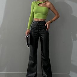 StyleCast Women Lace-Up Bell Bottom Trousers-picture-8