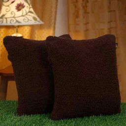 hosta homes Brown Cotton Solid 16X16 Inches Cushion Covers (Pack of 2)-picture-17