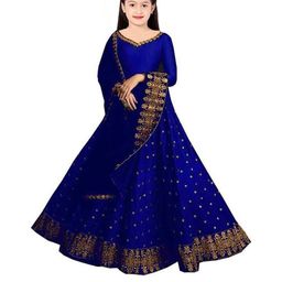 F Plus Fashion Girls Blue Raw Silk Semi-Stitched Lehenga Choli-image-64