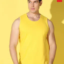 WOOSTRO Pack Of 2 Printed Combed Cotton Gym Vests VWS26(PLAIN YELLOW)(BKLN RED)-image-55