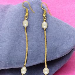 Sri Jagdamba Pearls Dealer The Lorie Gold-Plated Pearls Beaded Contemporary Drop Earrings-61