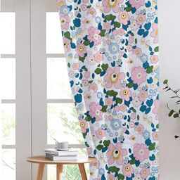 ANA Pink & White Floral Printed Room Darkening Cotton Door Curtain-image-78