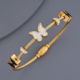 Kushal's Fashion Jewellery Gold Plated Stones Studded Kada Bracelet-26