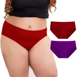 Diving Deep Women Pack of 2 Cotton Assorted Plus Size Hipster Briefs-19
