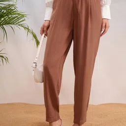 CHIC BY TOKYO TALKIES Solid Women Straight Fit Trousers-picture-18