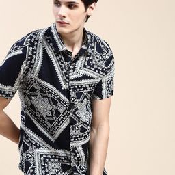 TIGER SNAKE Floral Printed Spread Collar Comfort Casual Shirt-image-56