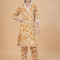 BAESD Floral Printed Pure Cotton Straight Kurta With Trousers-image-91