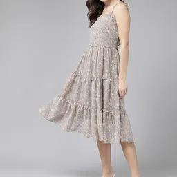 BAESD Women Floral Print shoulder Straps Sleeveless Georgette A-Line Midi Dress-image-97