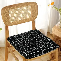 Myntra Elegant Homes Black & White Printed Cotton Comfort Chair Cushion For Sitting-picture-57