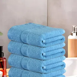 Kuber Industries Blue 4 Pieces Cotton 225 GSM Anti Bacterial Face Towels-23
