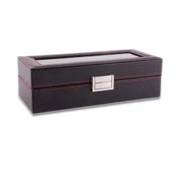 aarvi decor studio Aarvi Decor Brown Faux Leather Watch Organizer Box Case with Glass Lid-picture-18