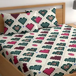 CHHAVI INDIA Pink & White Geometric 210 TC Queen Bedsheet with 2 Pillow Covers-image-30