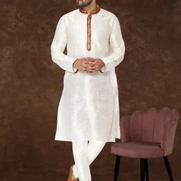 Moda Rapido Men Mandarin Collar Embroidered Kurta with Pyjamas-36