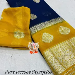 PAYAL CREATION Ethnic Motifs Zari Pure Georgette Saree-image-83