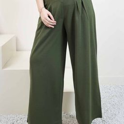 Athena Women Relaxed Straight Leg Straight Fit Easy Wash Pleated Korean Pants-picture-11