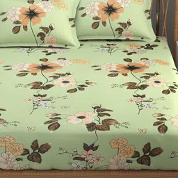 FURNOFY Olive Green & Green Ethnic Motifs Bedsheet with 2 Pillow Covers-picture-9
