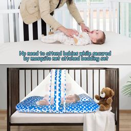 VParents Rosy Bedding Set with Mosquito Net and Pillow - Blue image 5