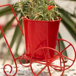THREADVIBE LIVING Red Cart Design Table Top Planter Stand-image-30