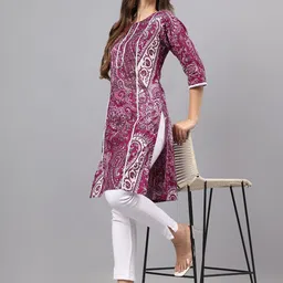 ZARISTAA Paisley Printed Pure Cotton Straight Kurta-picture-40