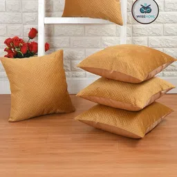 WISE HOME Gold-Toned Set of 5 Velvet Square Cushion Covers-picture-40
