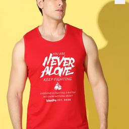 WOOSTRO Pack Of 2 Printed Combed Cotton Gym Vests VWS26(ALONE RED)(ENJOY WHITE)-image-97