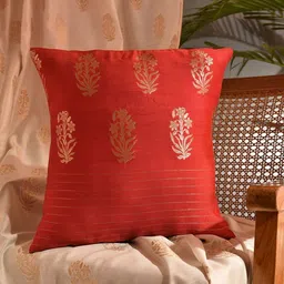 JAYPORE Red & Gold-Toned Ethnic Motifs Square Cushion Covers-54