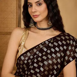 Sangria Embellished Saree with Unstitched Blouse-47