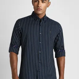 Peter England Casuals Men Button-Down Collar Striped Cotton Slim Fit Casual Shirt-image-18