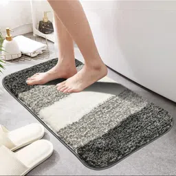 MAA HOME CONCEPT Grey & White Textured Microfiber Anti Skid 1600 GSMBathMat-image-78