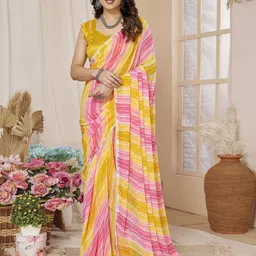 DIVASTRI Leheriya Embroidered Poly Georgette Ready to Wear Saree-image-20