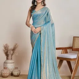 VRAGI Embellished Pure Chiffon Saree-image-42