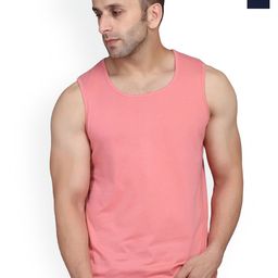 SLOWLORIS Pack Of 2 Round Neck Sleeveless Bio-Washed Cotton Gym Vests-picture-17
