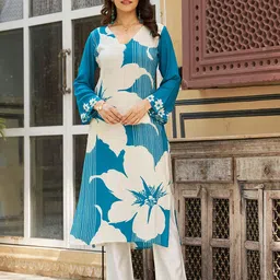MOJILAA Women Floral Printed Flared Sleeves Kurta-19