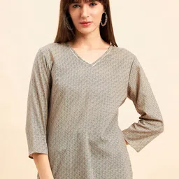 NEESH Paisley Printed V-Neck Pure Cotton Kurti-picture-50