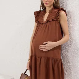 Trendyol Women Solid Ruffled A-Line Dress-image-34