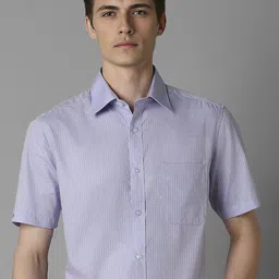 Louis Philippe Men Classic Spread Collar Geometric Printed Cotton Formal Shirt-image-80