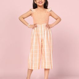 BAESD Girls Checked Capri Jumpsuit with Ruffles-image-43