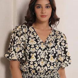 Zenava by Myntra Ikat Printed Wrap Top-image-83
