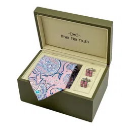 The Tie Hub Men Accessory Gift Set Of Textured Necktie And Cufflinks-image-9