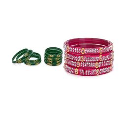 SOMIL Set Of 12 Green Alloy Artificial Stones & Beads Bangles-picture-45