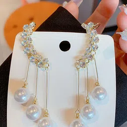 FIMBUL Gold-Plated American Diamond Contemporary Shaped Korean Ear Cuffs-image-74