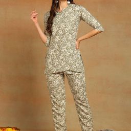 Moda Rapido Women Printed Tunic With Trousers Co-Ords-picture-17