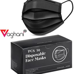 50 Pcs Black Nose Pin Disposable Iso 3 Ply Pharmaceutical Polluation Mask 3 Ply Surgical Mask 50 Pcs ( Black )( 75 Gsm )( Primium ) Surgical Mask With Melt Blown Fabric Layer-image-97