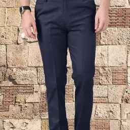 ad & av Men Regular Fit Dark Blue Polyester Trousers-picture-5