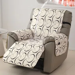 HOKIPO Beige & Black Printed Polyester 1 Piece Sofa Cover-image-62