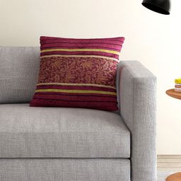 ANS Purple Dual-Toned Single Floral Jacquard 16'' x 16'' Square Cushion Cover-15