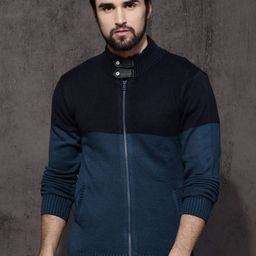 Roadster Men Blue Colourblocked Sweater-image-62