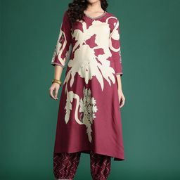 Indo Era Floral Printed Sequinned Kurta with Salwar-picture-45