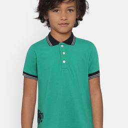 LAdore Boys Green Printed Polo Collar T-shirt-image-23